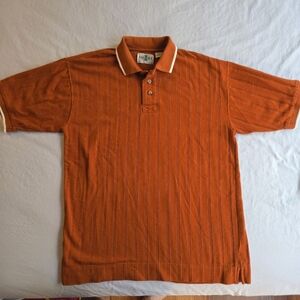 Infinity by Classic Men's L Rust Burnt Orange Retro Style Polo - Vintage
